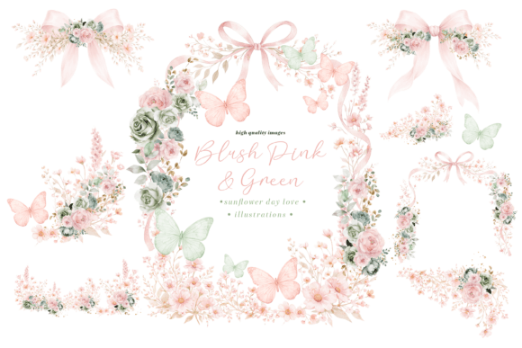 Download Blush Pink &amp; Sage Wildflowers Clipart, - Flowers Collection