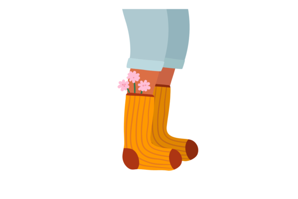 Download Legs in Warm Socks with Cute Flowers. Fo - Flowers Collection