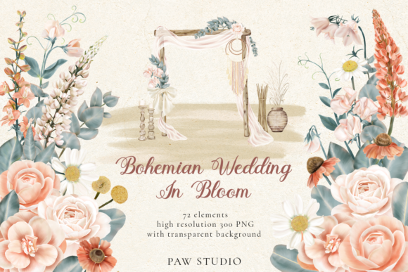 Download Bohemian Wedding Flowers Leaves Clipart - Flowers Collection