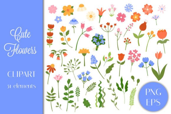 Download Cute Flowers PNG EPS Clipart Bundle - Flowers Collection
