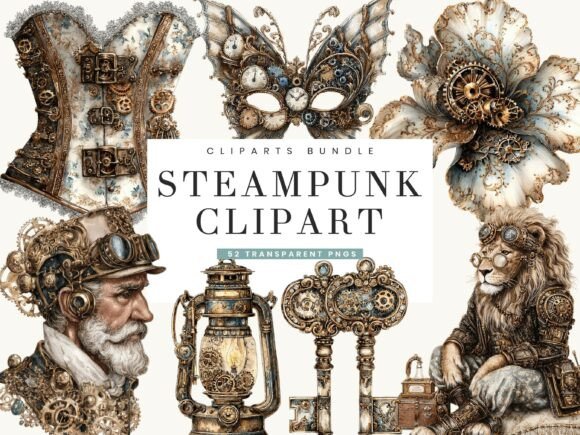 Download Watercolor Steampunk Clipart Bundle - Steampunk Collection