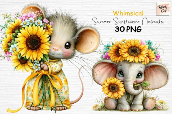 Download Whimsical Sunflower Animals Clipart PNG - Premium Resources