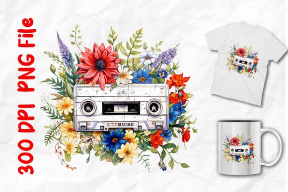 Download Vintage Cassette Tape with Wild Flowers - Flowers Collection