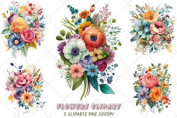 Download Boho Watercolor Flowers Clipart Bundle - Flowers Collection