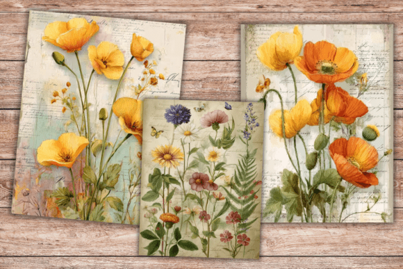 Download Botanical Flowers Junk Journal Kit - Flowers Collection