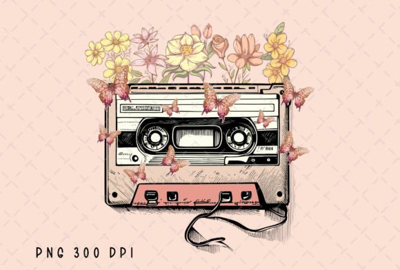 Download Retro Cassette Tape Flowers Vintage PNG - Flowers Collection