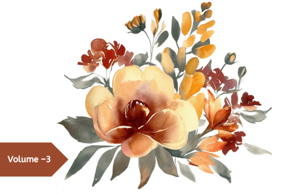Download Vintage Autumn Watercolor Flowers Vol–3 - Flowers Collection