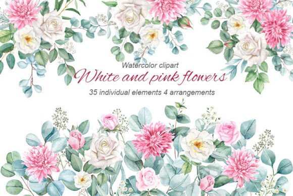 Download Pink and White Watercolor Flowers, PNG - Flowers Collection