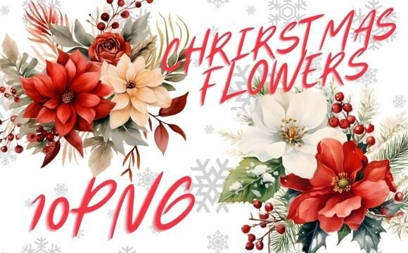 Download Christmas Flowers Sublimations - Flowers Collection