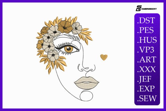 Download Boho Line Art Female Face with Flowers - Flowers Collection