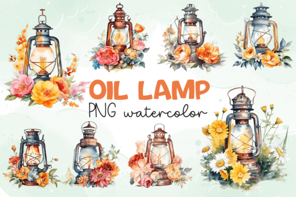 Download Oil Lamp with Flowers PNG - Flowers Collection