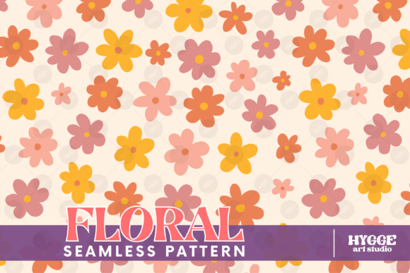 Download Retro Flowers Seamless Pattern Paper PNG - Flowers Collection