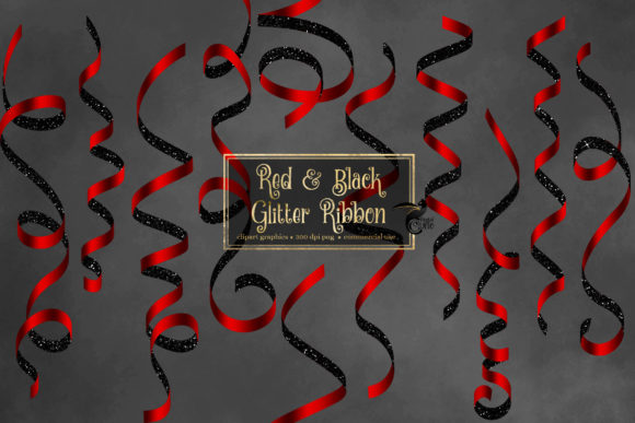Download Red and Black Glitter Ribbon Clipart - Red and black Collection