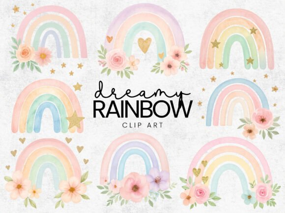Download Paster Rainbow with Flowers PNG Clipart - Flowers Collection
