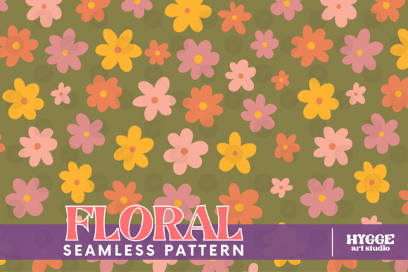 Download Retro Flowers Seamless Pattern Paper PNG - Flowers Collection