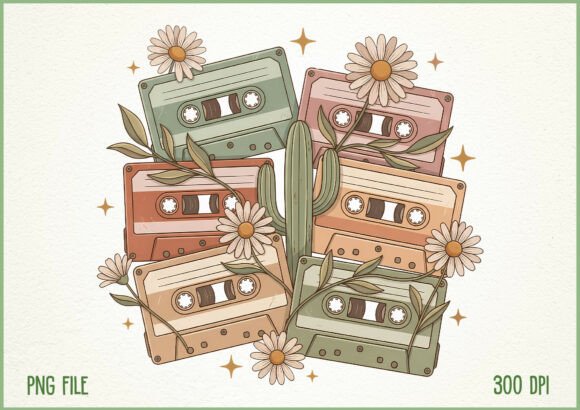 Download Retro Cassette Tape Floral Design - Retro cassette Collection