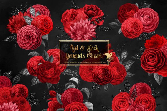Download Red and Black Bouquets Clipart - Premium Bundle