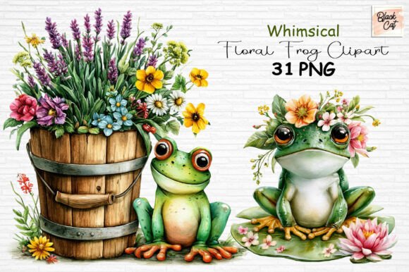 Download Whimsical Floral Frog Clipart PNG - Whimsical Collection