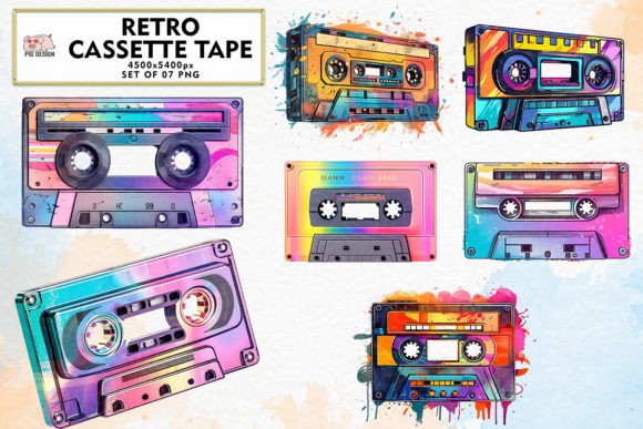 Download Retro Cassette Tape Sublimation Clipart - Retro cassette Collection