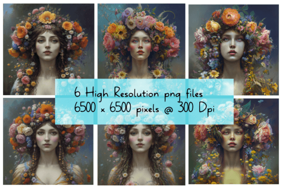 Download Bohemian Woman with Flowers Set of 6 - Flowers Collection