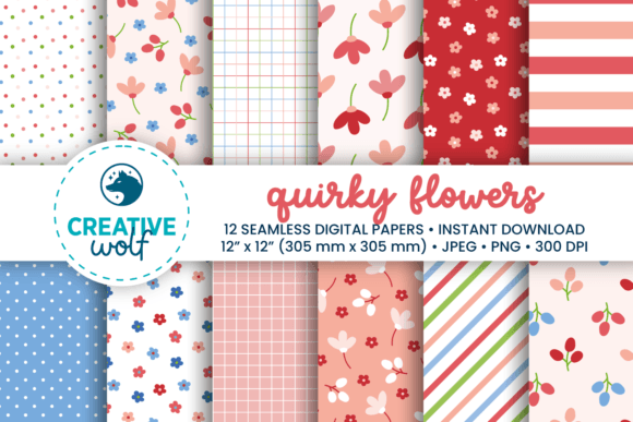 Download Quirky Spring Flowers Seamless Patterns - Flowers Collection