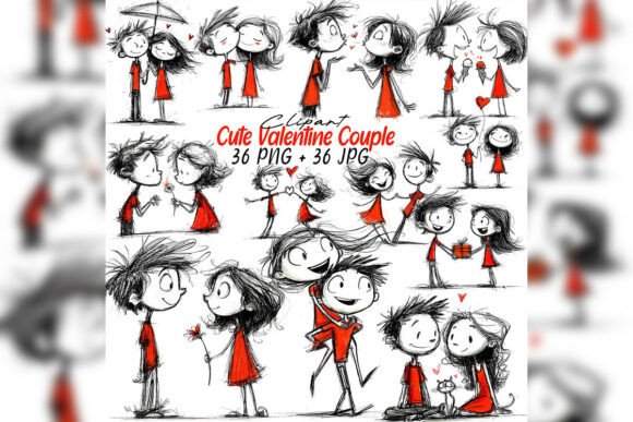 Download Whimsical Valentine Couple Clipart Love - Whimsical Collection